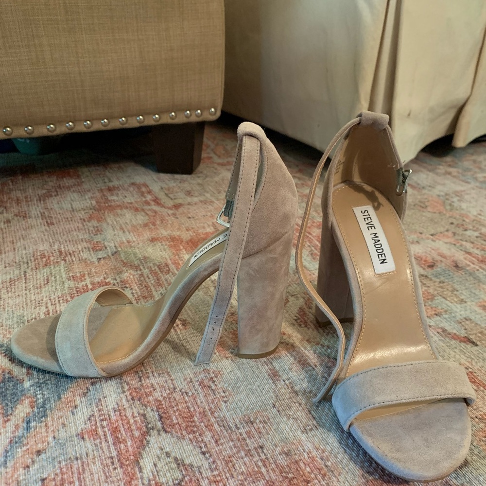 Steve Madden Carson Suede Ankle Strap Block Heel